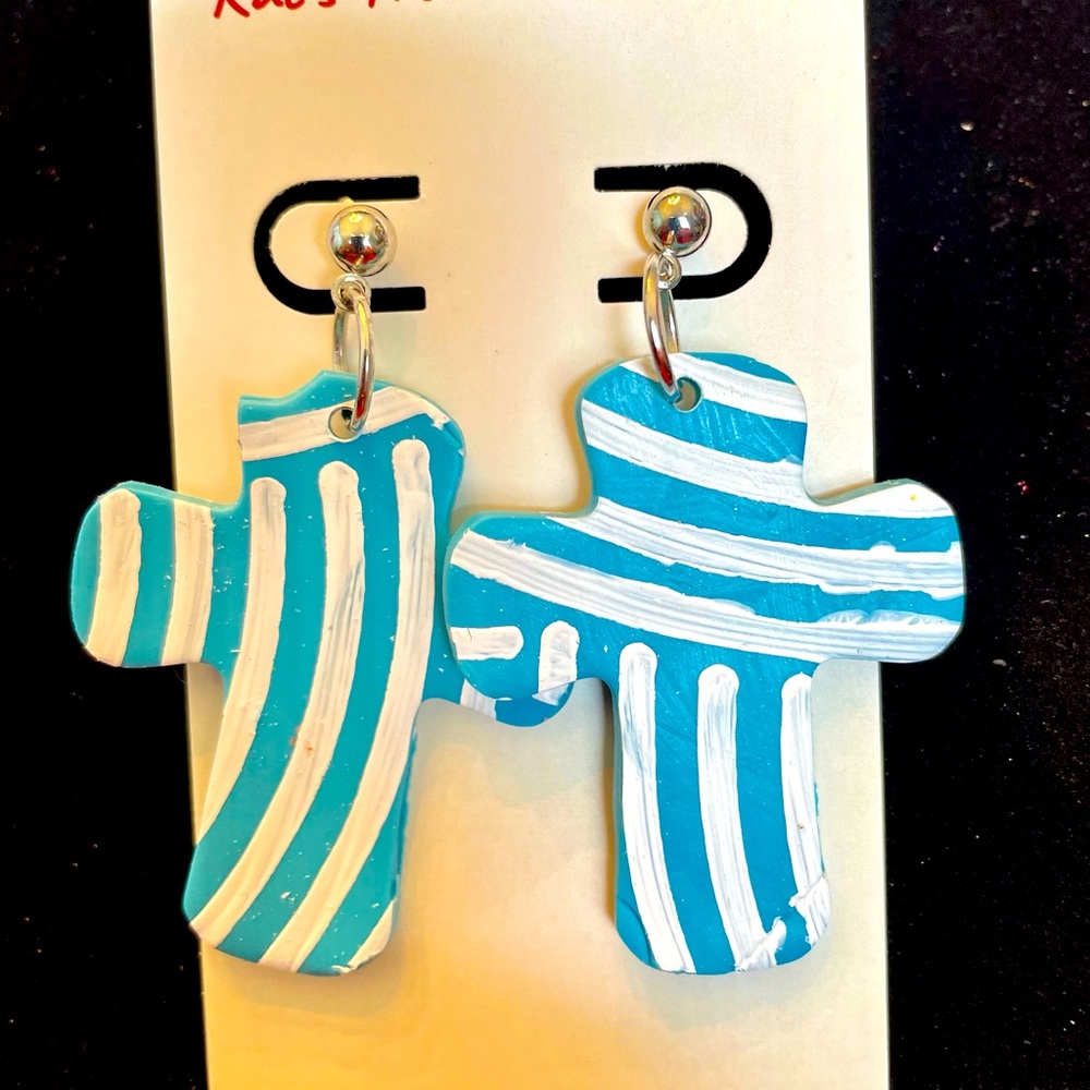 Polymer clay cross earrings